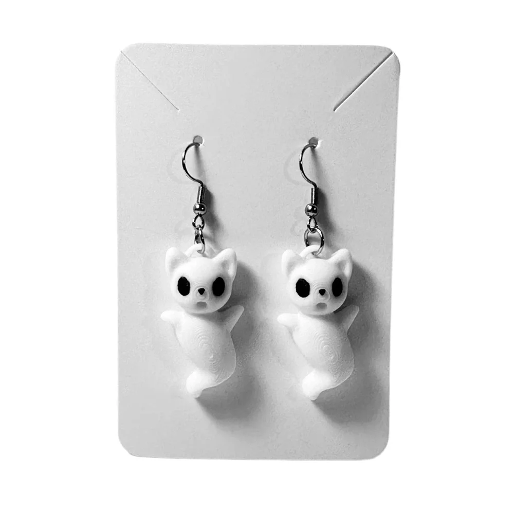 Cute Ghost Cat Earrings - Picture 2 of 2
